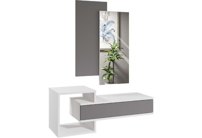 МЕБЕЛЬКОМПЛЕКС ЛАЙТ Туалетный столик с зеркалом Белый / Серый шифер/МК (1 кор.)