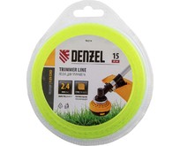 DENZEL Леска для триммера зубчатый квадрат, 2,4мм х 15м, блистер FLEX CORD 96214 DENZEL Леска для триммера зубчатый квадрат, 2,4мм х 15м, блистер FLEX CORD 96214