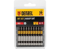 DENZEL Набор бит PH1х50, сталь S2, круглый профиль, 10 шт. 11648 DENZEL Набор бит PH1х50, сталь S2, круглый профиль, 10 шт. 11648