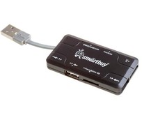 SMARTBUY (SBRH750K) хаб + картридер черный SMARTBUY (SBRH750K) хаб + картридер черный