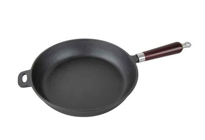 MALLONY Сковорода чугунная с деревянной ручкой CIF24W, диам 24 см (983003)