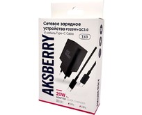 AKSBERRY (6900253230016) T43 20W PD + QC3.0 + кабель Type C , черный AKSBERRY (6900253230016) T43 20W PD + QC3.0 + кабель Type C , черный