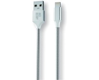 AKSBERRY (6900288560019) X161 Spring Lightning 2.4A., 1м в металлической оплетке, серебристый