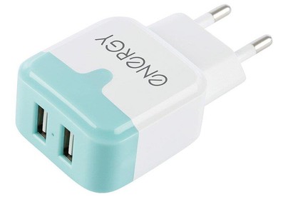 ENERGY Сетевое зарядное устройство ET33, 2 USB разъёма, 2,1А, цвет  белый (104291)