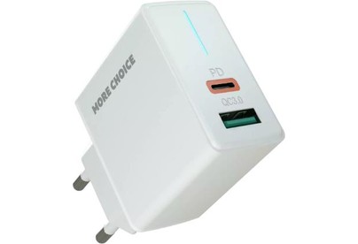 MORE CHOICE (4610196408649) NC61 СЗУ 1USB+1USBC 3.0A PD 20W+QC3.0 быстрая зарядка White