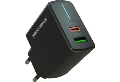 MORE CHOICE (4610196409943) NC61 СЗУ 1USB+1USBC 3.0A PD 20W+QC3.0 быстрая зарядка Black