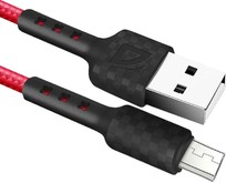 DEFENDER (87115RED) USB кабель F181 Micro 1м, 2.4А, нейлон DEFENDER (87115RED) USB кабель F181 Micro 1м, 2.4А, нейлон