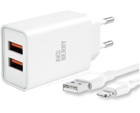 AKSBERRY (6900203220011) T38 2 USB 2.4A + Lightning, белый