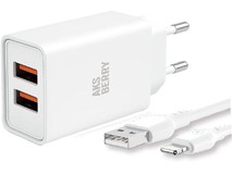 AKSBERRY (6900203220011) T38 2 USB 2.4A + Lightning, белый