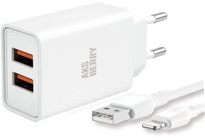 AKSBERRY (6900203220011) T38 2 USB 2.4A + Lightning, белый