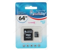 SMARTBUY (SB64GBSDCL1001) MicroSDXC 64GB Class10 UHS1 + адаптер SMARTBUY (SB64GBSDCL1001) MicroSDXC 64GB Class10 UHS1 + адаптер