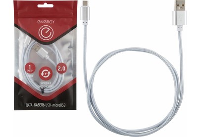 ENERGY Кабель ET01 USB/MicroUSB, цвет  серебро (006370)
