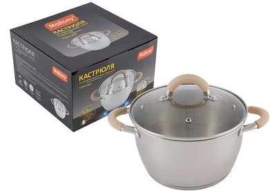 MALLONY Кастрюля Fortuna, объем 3,3 л, из нерж стали с крышкой (007219)