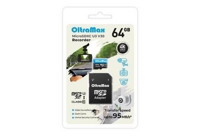 OLTRAMAX MicroSDXC 64GB Class 10 (U3) V30 Recorder + адаптер (SD 95 MB/s) [OM64GCSDXC10U3V30]