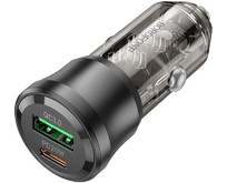 BOROFONE (6941991106965) BZ25 1USB+1TypeC 3.0A PD38W , Transparent Black BOROFONE (6941991106965) BZ25 1USB+1TypeC 3.0A PD38W , Transparent Black