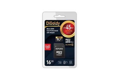 DIGOLDY MicroSDHC 16GB Class 10 UHS1 Extreme с адаптером (45мб/с)