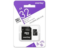 SMARTBUY (SB32GBSDCCTV) micro SDHC 032GB cl10 U1 V10 + адаптер