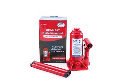 AUTOVIRAZH AV074203 гидравлический 3 т бутылочный в коробке (красный)