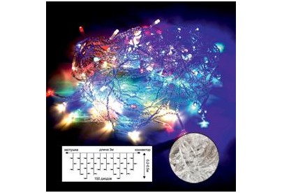 ECOLA N6RM03ELC LED гирлянда 220V IP44 Бахрома наращиваемая (доп секция) 3x(0.20.5)м 150Led RGBW, прозр.провод с коннекторами разноцветный