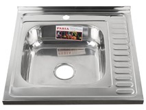 FABIA 62273L Мойка 60х60 наклад левая 0.6 мм + большой сифон с переливом