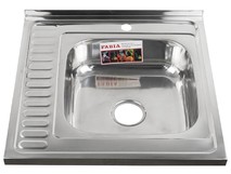 FABIA 62273R Мойка 60х60 наклад правая 0.6 мм + большой сифон с переливом