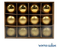 WINTER GLADE Набор ёлочных шаров пластик, 6 см, 12 шт, золотой микс, 6012G001 WINTER GLADE Набор ёлочных шаров пластик, 6 см, 12 шт, золотой микс, 6012G001
