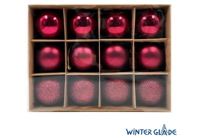 WINTER GLADE Набор ёлочных шаров пластик, 6 см, 12 шт, красный микс, 6012G003