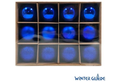 WINTER GLADE Набор ёлочных шаров пластик, 6 см, 12 шт, синий микс, 6012G004