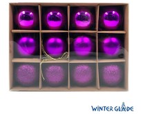 WINTER GLADE Набор ёлочных шаров пластик, 6 см, 12 шт, фиолетовый микс, 6012G005 WINTER GLADE Набор ёлочных шаров пластик, 6 см, 12 шт, фиолетовый микс, 6012G005