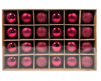 WINTER GLADE Набор ёлочных шаров пластик, 6 см, 24 шт, красный микс, 6024G003