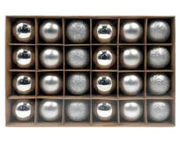 WINTER GLADE Набор ёлочных шаров пластик, 6 см, 24 шт, серебряный микс, 6024G002