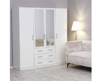 ЭЛЕГИЯ КМ.006.021500А Шкаф 4х дверный с зеркалом 1840х560х1990 Белый жемчуг 81005М Белый жемчуг 81005М (4 кор)