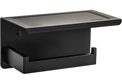 BRIMIX 79920 Держатель туалетной бумаги из нержавеющей стали, антивандальный, с полочкой, квадратный профиль, цвет ЧЕРНЫЙ.