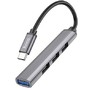 HOCO (6931474765482) HB26 USB HUB TypeC+1USB 3.0+3USB 2.0 , Metal Grey