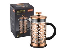 MALLONY Чайник/кофейник (кофепресс), BRONZO, объем: 600 мл, из боросил стекла, корпус из нерж стали (медный) (950154)