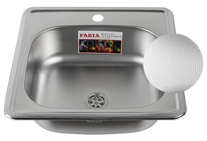 FABIA 4806D Мойка врезная БЕЗ СИФОНА ДЕКОР 48х48 толщина 0,6мм глубина 160 мм под маленький сифон
