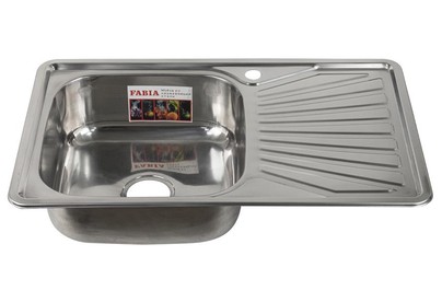 FABIA 62322L Мойка врезная 78х48 левая толщина 0,8 мм глубина 180 мм + большой сифон с переливом