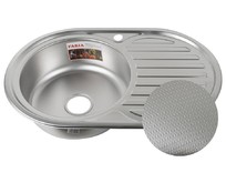 FABIA 62329DL Мойка врезная декор 77х50 левая толщина 0,8 мм глубина 180 мм + большой сифон с перели