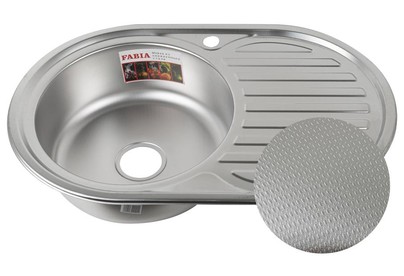 FABIA 62329DL Мойка врезная декор 77х50 левая толщина 0,8 мм глубина 180 мм + большой сифон с перели