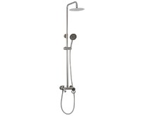 BRIMIX 3085 Смеситель + стойка душевая тропический душ с двумя лейками ЭКОНОМ МАТОВЫЙ ХРОМ