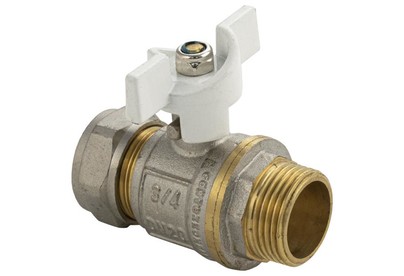 TITAN 278 Кран для металопластика 20х3/4 ц/ш белая бабочка /латунный