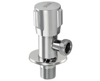 МАК 139 Кран металлокерамика угловой 1/2 х1/2 , круглая ручка, с чашкой, хромированный