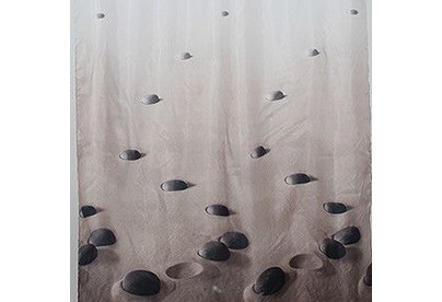 САНАКС 0106 Штора с рисункомКАМНИ НА ПЕСКЕ, в ванную комнату, без колец полиэстэр