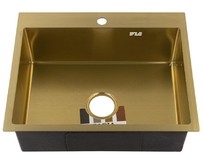 FABIA PROFI 60503Z Мойка врезная 60х50см ЗОЛОТО толщина 3,0х0,8мм, глубина 200мм +большой сифон с переливом+корзина
