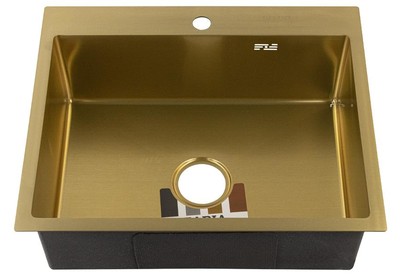 FABIA PROFI 60503Z Мойка врезная 60х50см ЗОЛОТО толщина 3,0х0,8мм, глубина 200мм +большой сифон с переливом+корзина