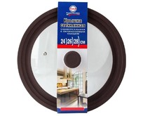 TIMA Крышка стеклян. с силикон/обод на 3 размера 242628 коричневая 48242628BR TIMA Крышка стеклян. с силикон/обод на 3 размера 242628 коричневая 48242628BR