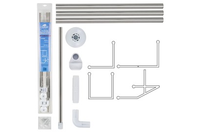 САНАКС 10019 Карниз в ванную угловой хромированный 90х90х90см с жёсткой фиксацией, из нержавеющей стали