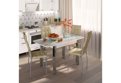 БИТЕЛ СТОЛ ФЛОРИДА (нога милан) СМ7/БЕЛЫЙ/хром