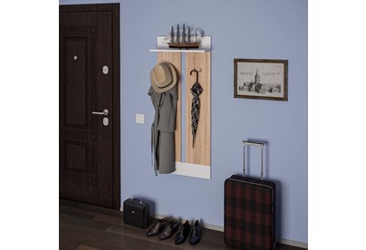 МЕБЕЛЬКОМПЛЕКС НОРДИК Вешалка навесная исп. 2 Дуб сонома/Белая Аляска