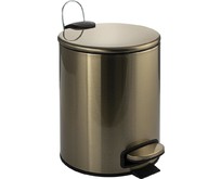САНАКС 10503 Ведро круглое, 5л, с микролифтом, из нержавеющей стали, с педалью, с плоской крышкой, цвет БРОНЗА
